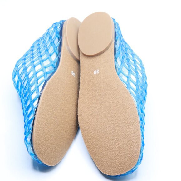 ATBELL Blue Jelly Sandals for Women Clear Woven Flats Beach Slip-on Ballerina - Picture 3 of 4